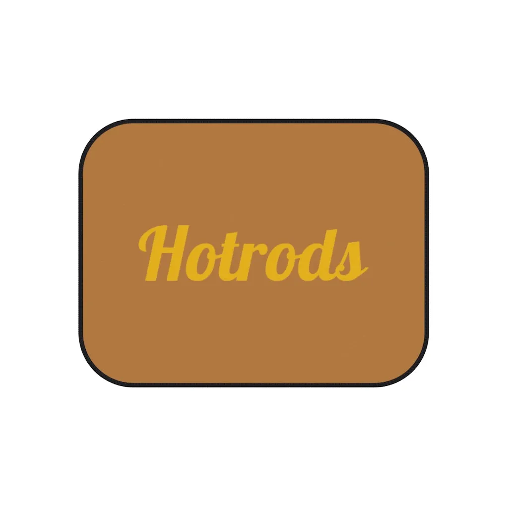 Hotrods Car Mats (Set of 4) - Lt Brown w/Yellow print