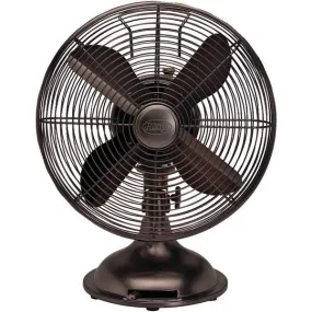 HUNTER 90406 12" Retro Personal Table Fan with Oil-Rubbed Bronze Finish