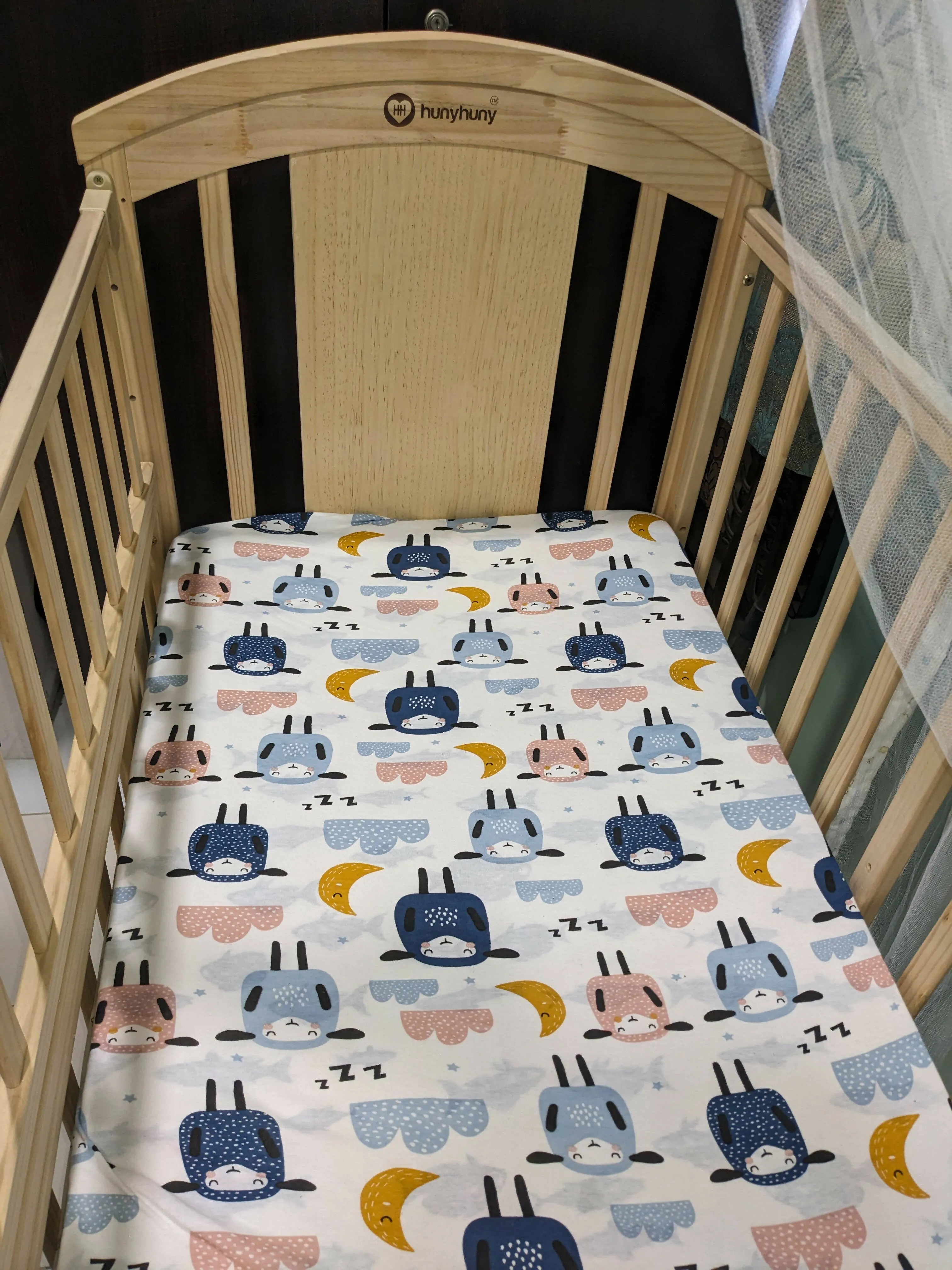 HUNY HUNY 12 in 1 Baby cot (Wooden rocking crib), Dimensions: 123×66×100 cm