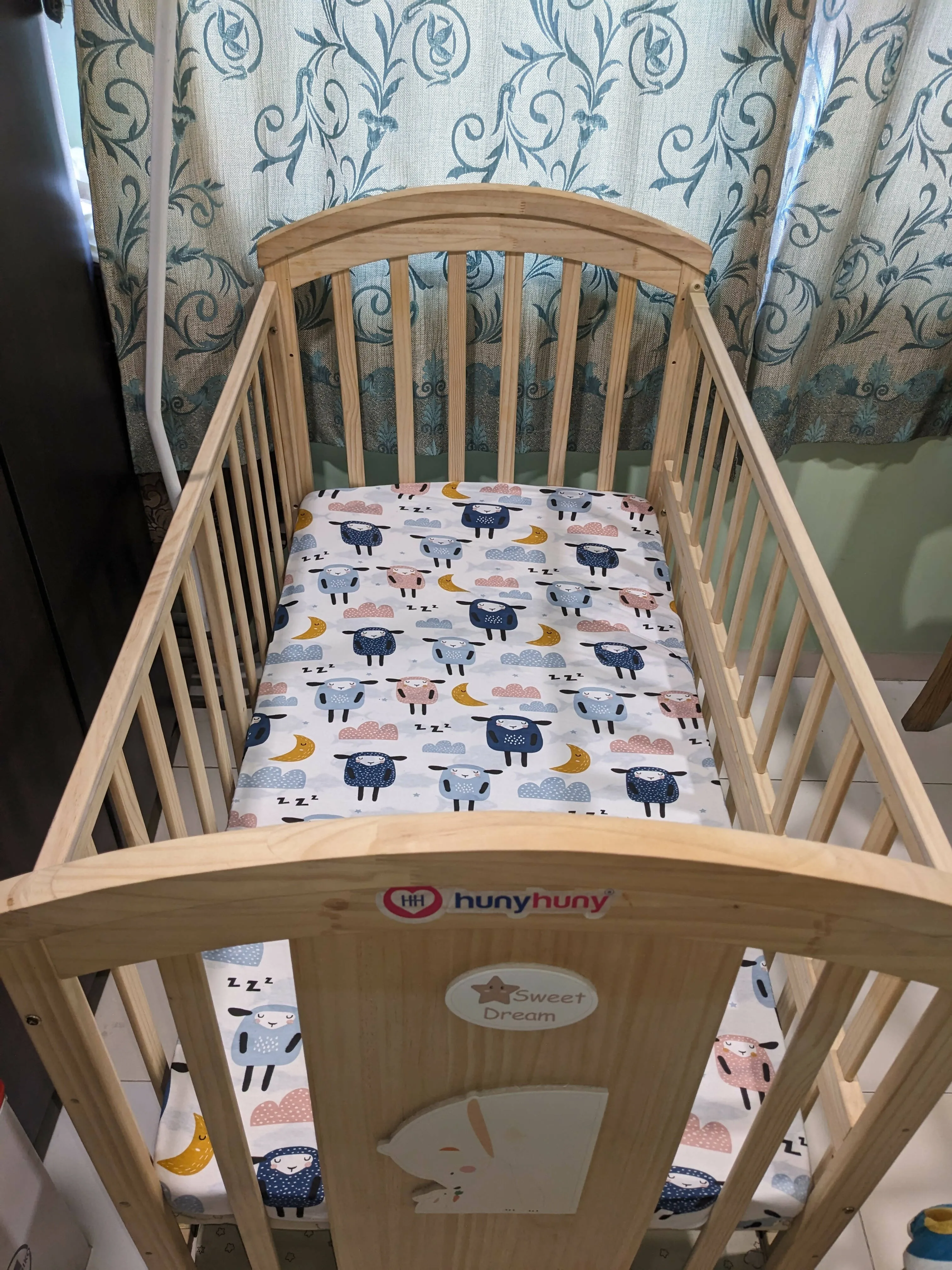 HUNY HUNY 12 in 1 Baby cot (Wooden rocking crib), Dimensions: 123×66×100 cm