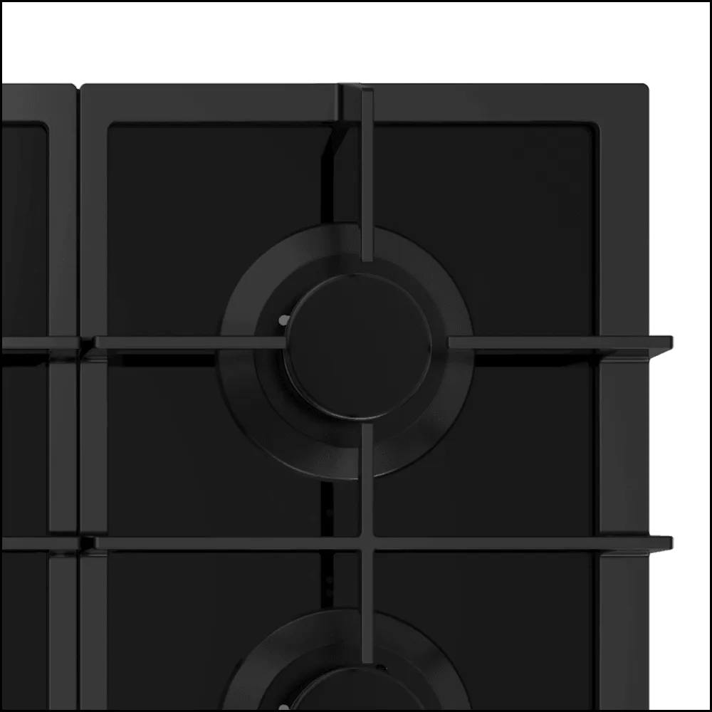 Inalto ICGG755W 75cm Gas on Black Glass Cooktop with Wok Burner