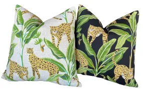 Indoor Outdoor Cheetah Pillow Cover in Black or Cream