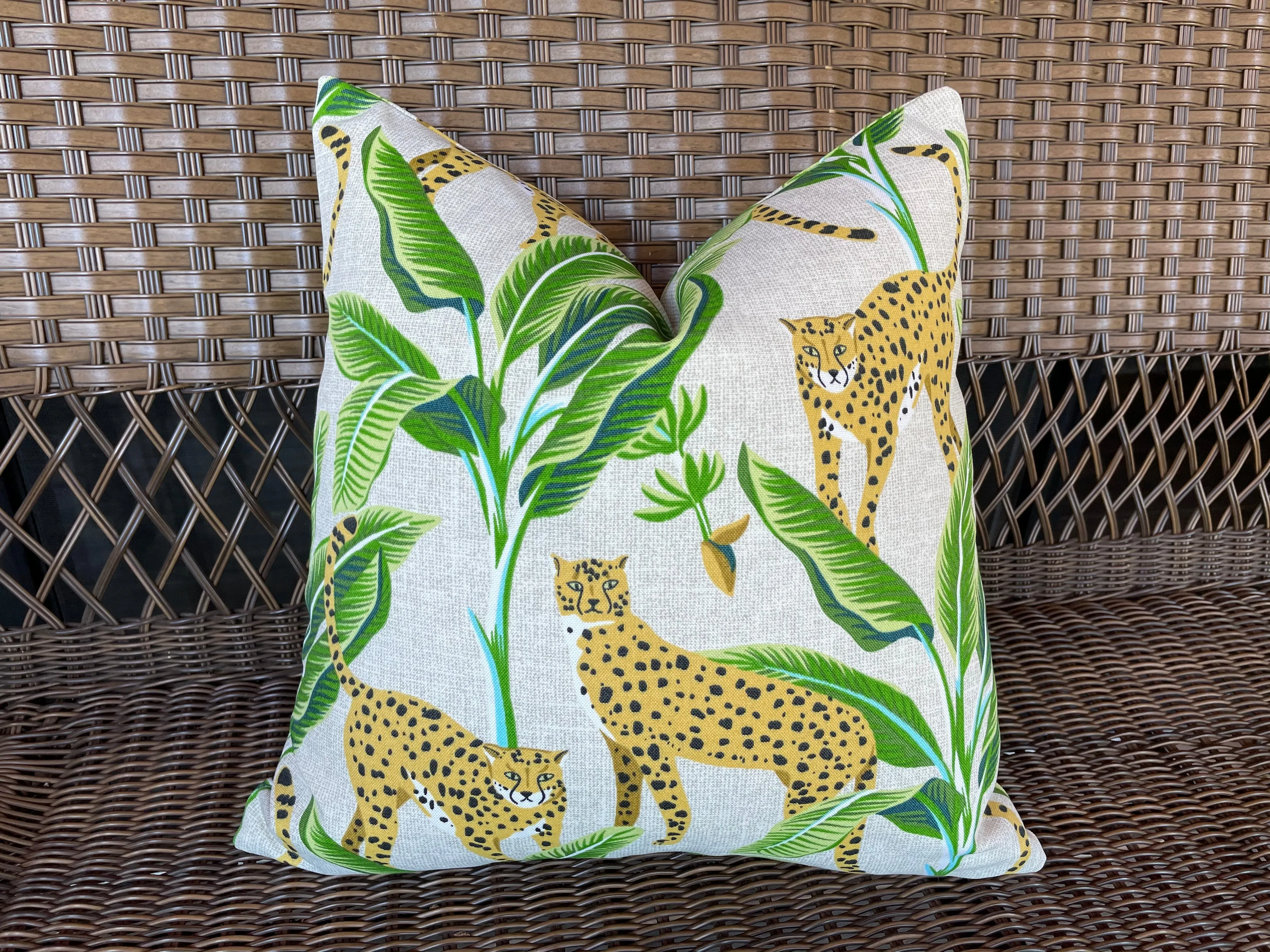 Indoor Outdoor Cheetah Pillow Cover in Black or Cream