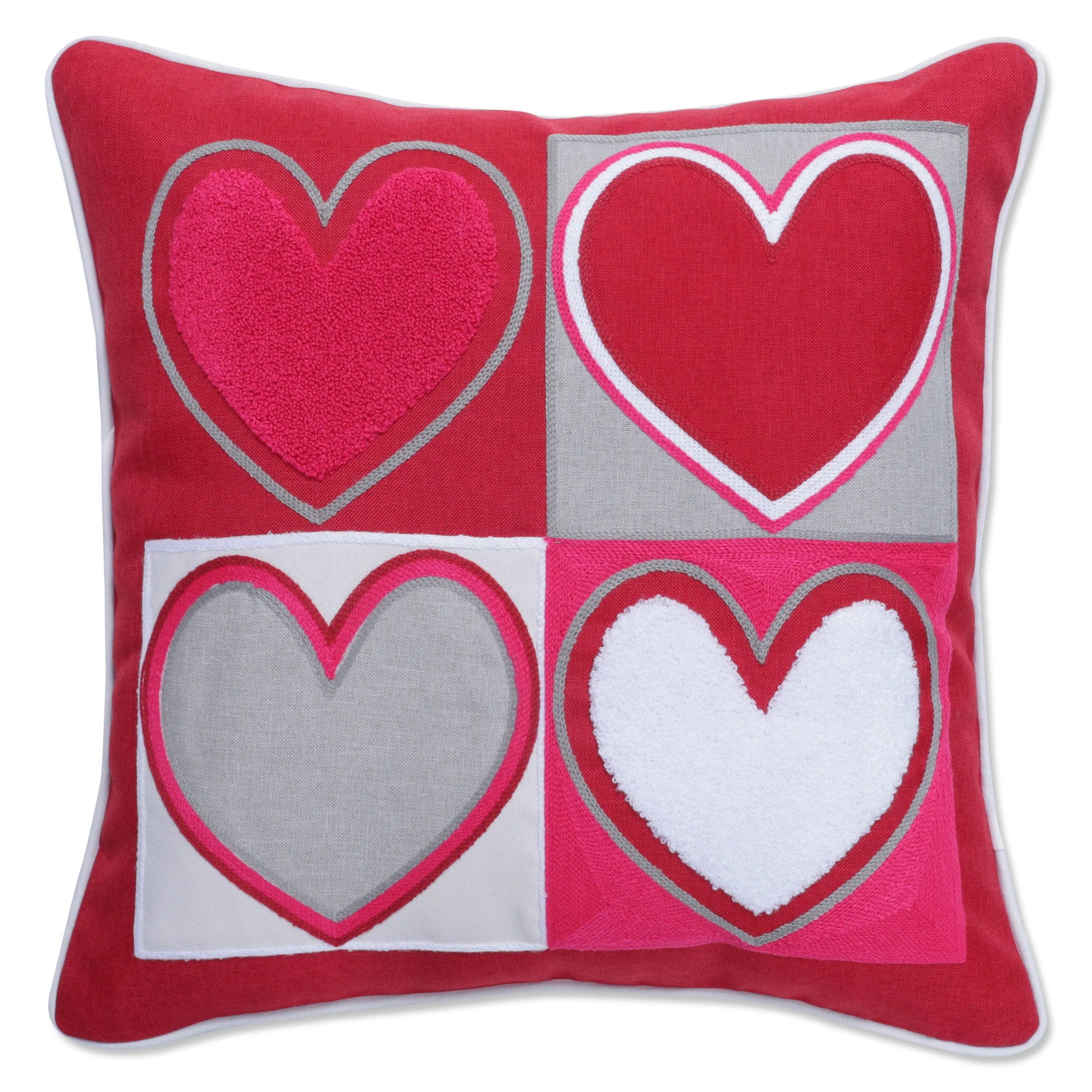 Indoor Valentines Heartfelt Hearts Red 17-inch Throw Pillow Cover