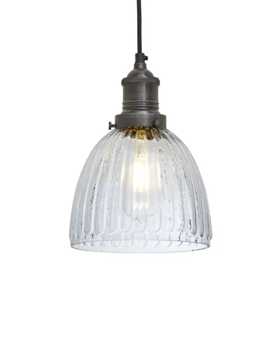 Industville Brooklyn Ribbed Glass Pendant Light