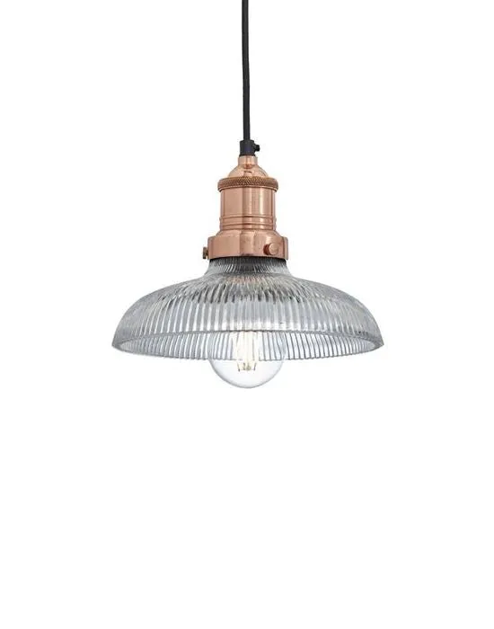 Industville Brooklyn Ribbed Glass Pendant Light