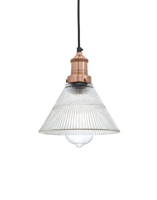 Industville Brooklyn Ribbed Glass Pendant Light