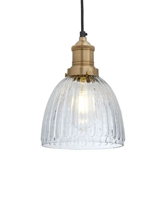 Industville Brooklyn Ribbed Glass Pendant Light