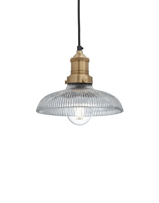 Industville Brooklyn Ribbed Glass Pendant Light