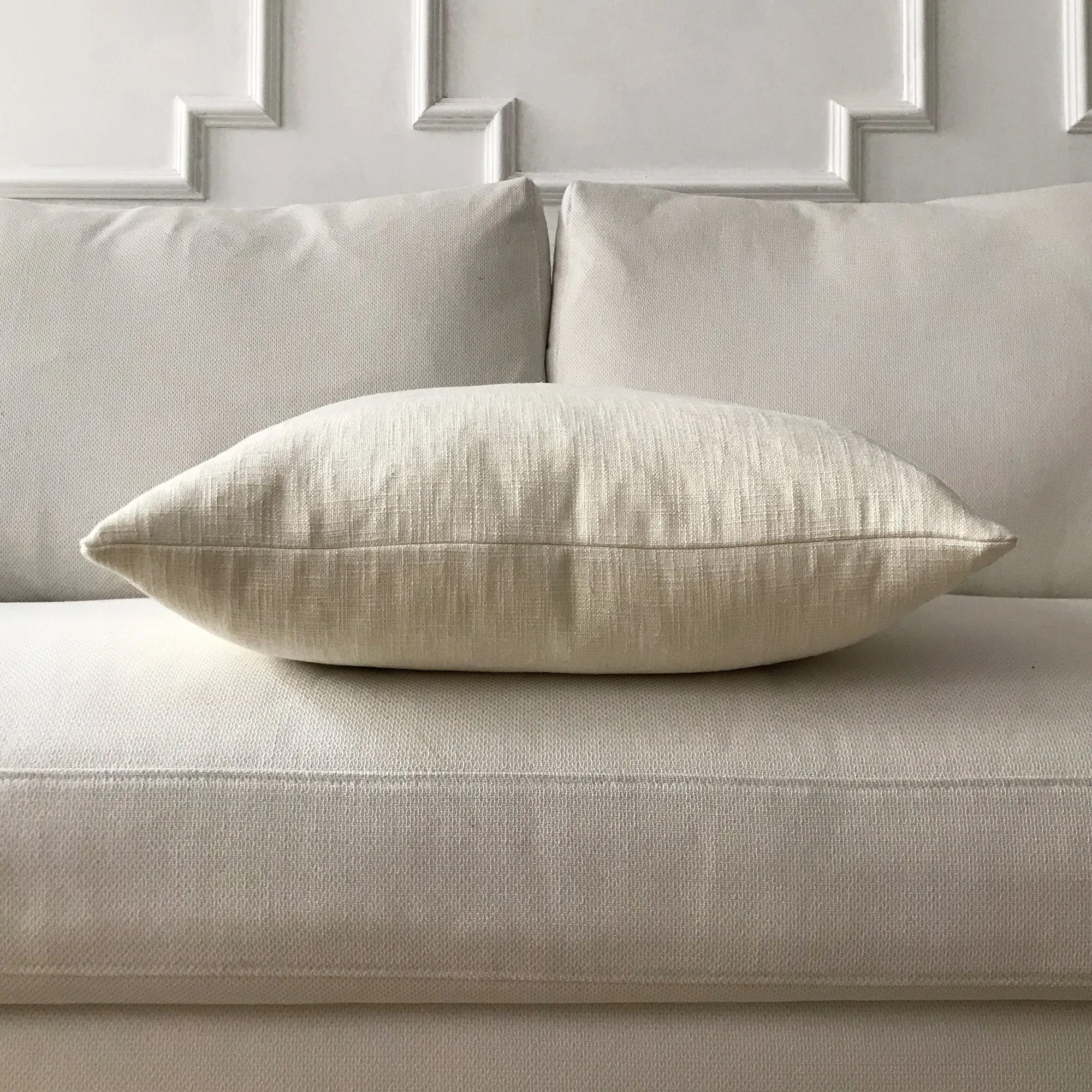 Ivory Solid Linen Throw Pillow Cover 20x20