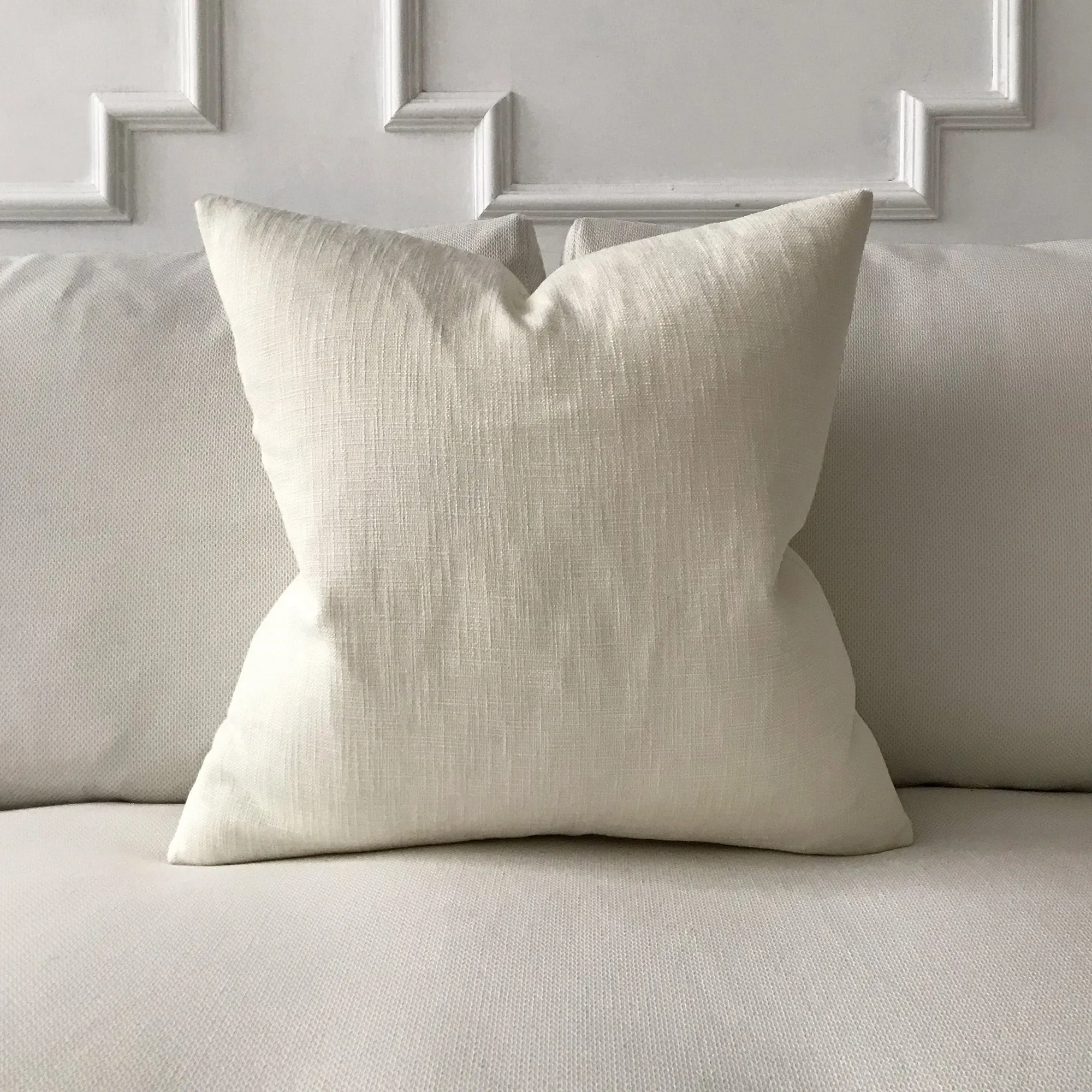 Ivory Solid Linen Throw Pillow Cover 20x20