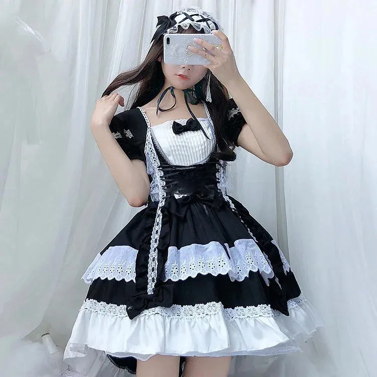 Kawaii Lolita Maid Dress with Detachable Ruffles