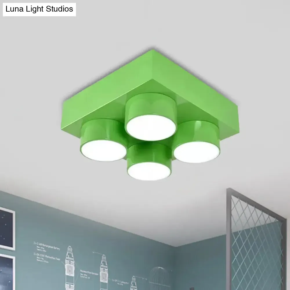 Kids LED Ceiling Light Fixture - Colorful Building Block Design"