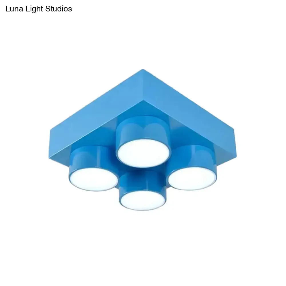 Kids LED Ceiling Light Fixture - Colorful Building Block Design"