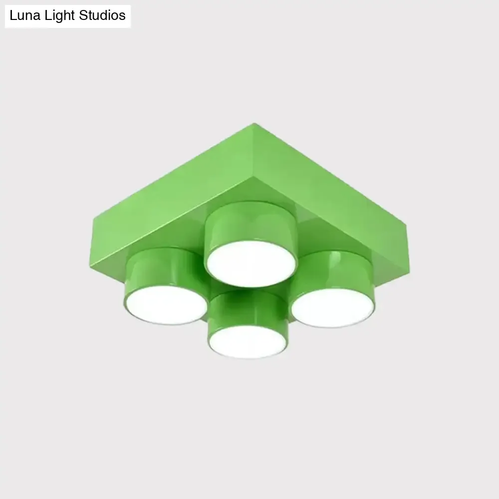 Kids LED Ceiling Light Fixture - Colorful Building Block Design"