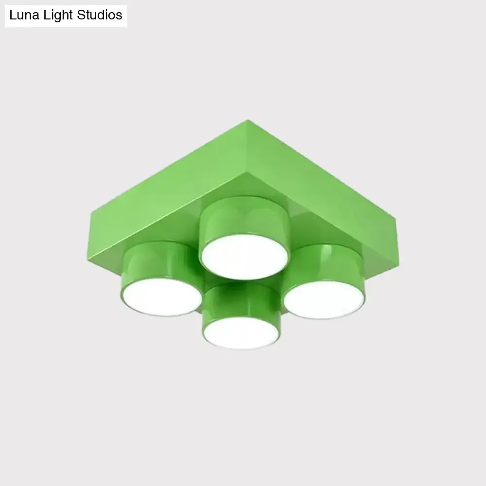 Kids LED Ceiling Light Fixture - Colorful Building Block Design"