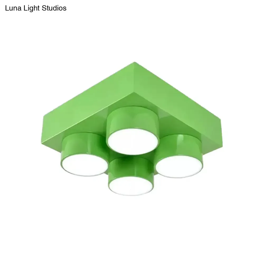 Kids LED Ceiling Light Fixture - Colorful Building Block Design"