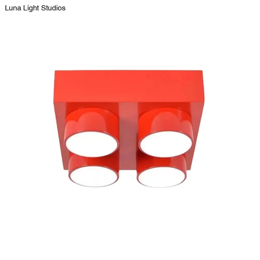 Kids LED Ceiling Light Fixture - Colorful Building Block Design"