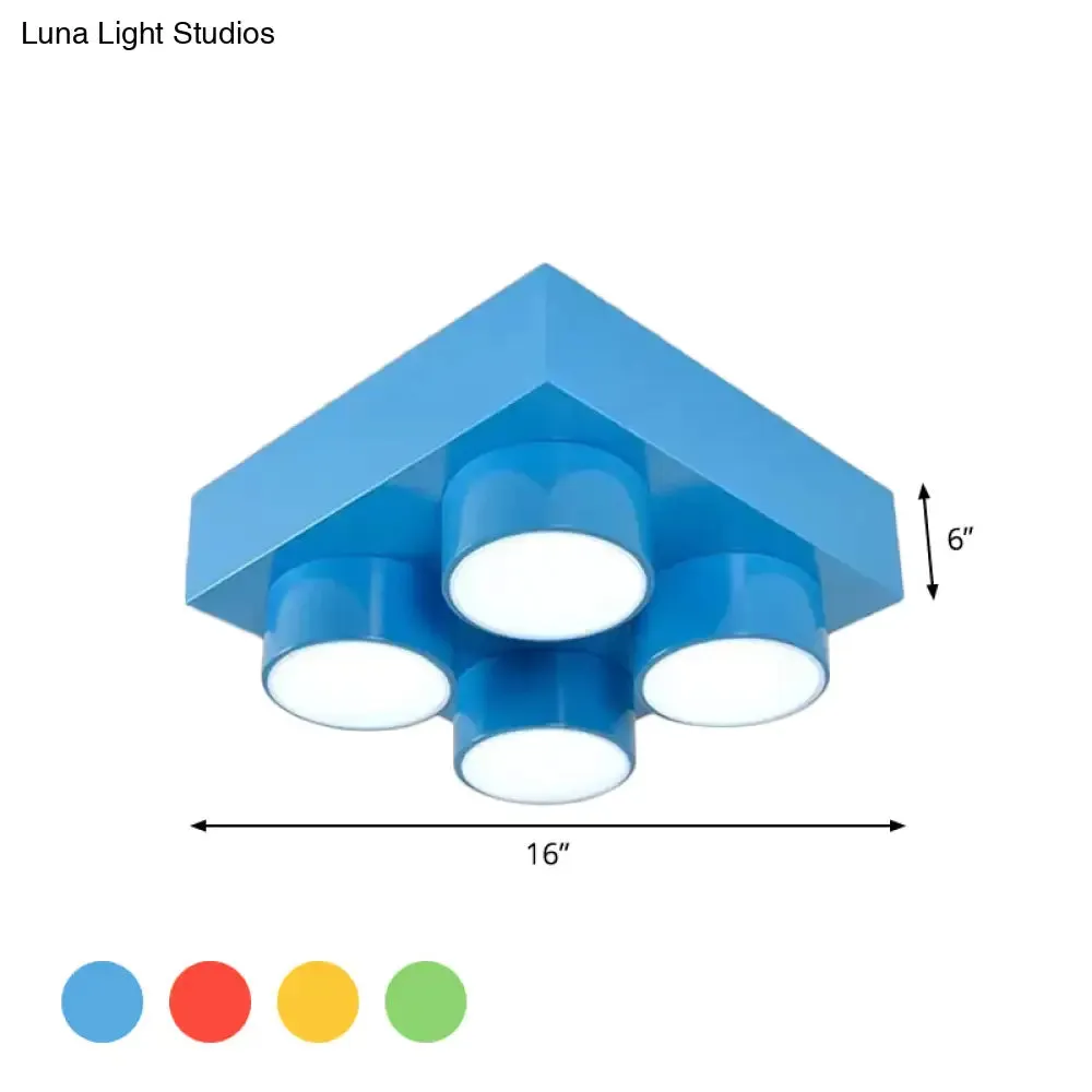 Kids LED Ceiling Light Fixture - Colorful Building Block Design"