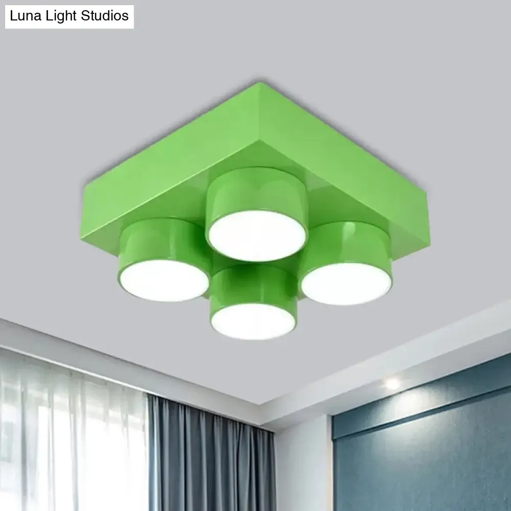 Kids LED Ceiling Light Fixture - Colorful Building Block Design"