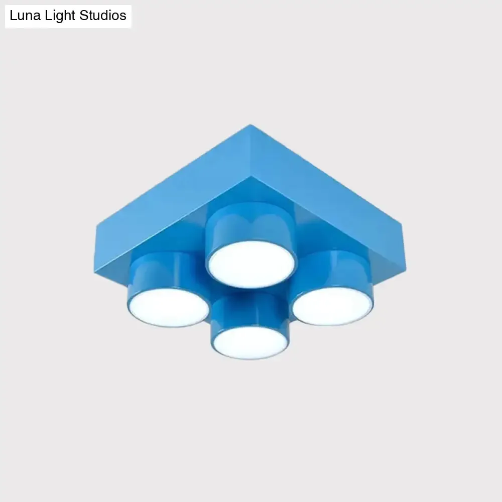 Kids LED Ceiling Light Fixture - Colorful Building Block Design"