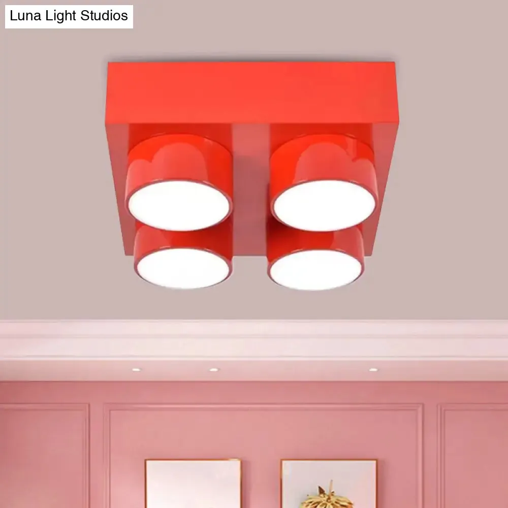 Kids LED Ceiling Light Fixture - Colorful Building Block Design"