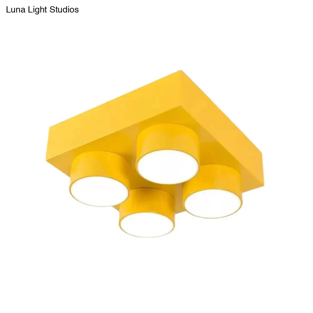 Kids LED Ceiling Light Fixture - Colorful Building Block Design"