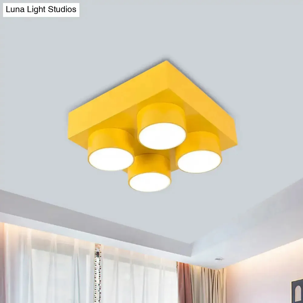 Kids LED Ceiling Light Fixture - Colorful Building Block Design"