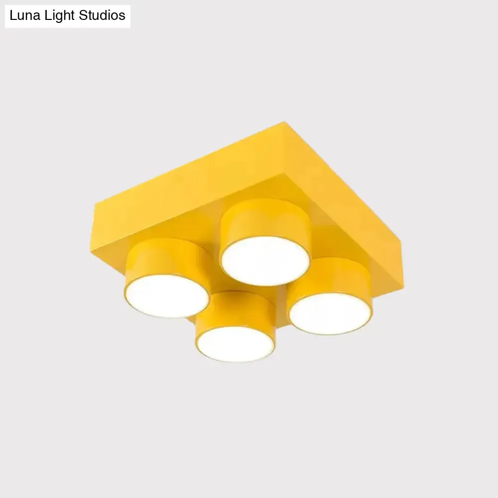 Kids LED Ceiling Light Fixture - Colorful Building Block Design"