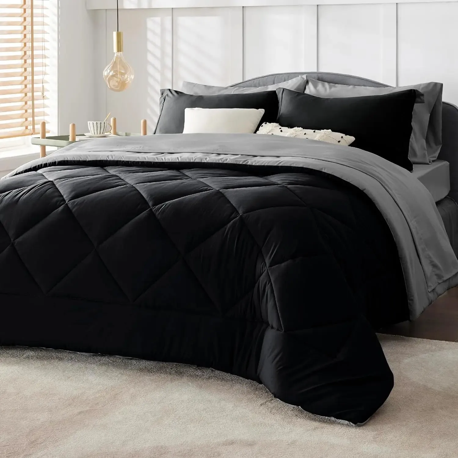 King Size 7-Piece Reversible Bedding Set