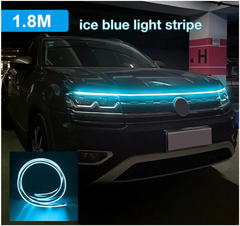 Led Car Hood Flexible Daytime Running Light Strip Universal Decor Lamp Start-Scan Led Decoration Lights