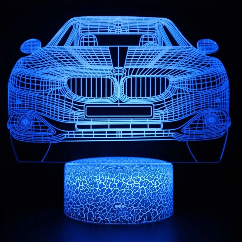 LED Touch Remote Control Light Car Icon LOGO Children Boy Night Light Toy Model Ornaments 3D Table Lamp Decoration Birthday Gift