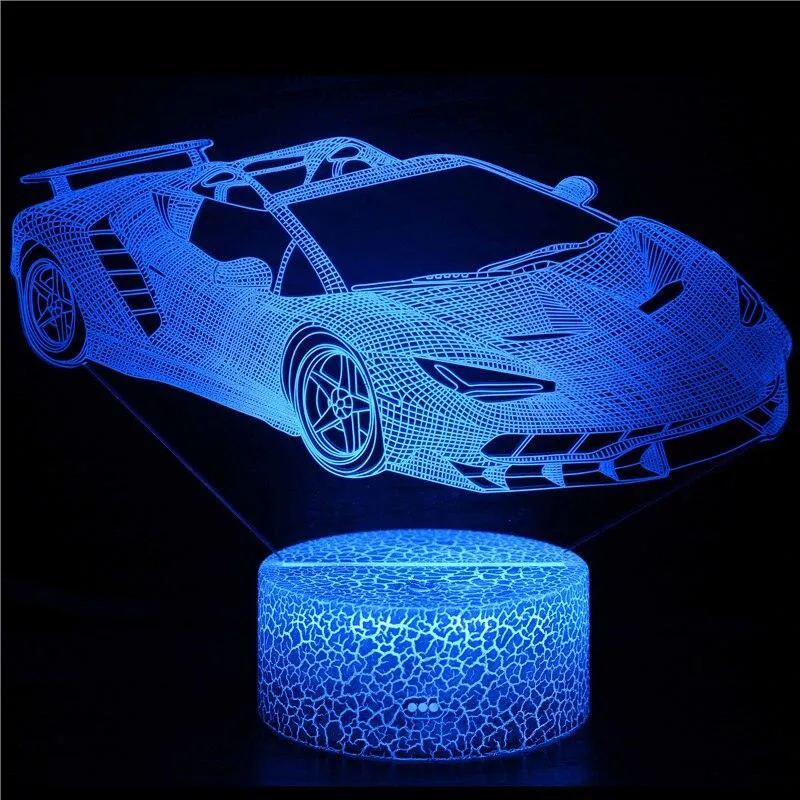 LED Touch Remote Control Light Car Icon LOGO Children Boy Night Light Toy Model Ornaments 3D Table Lamp Decoration Birthday Gift