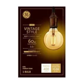 LED Vintage Light Bulb, G30, Warm White, Amber Bulb, 400 Lumens, 5.5-Watt