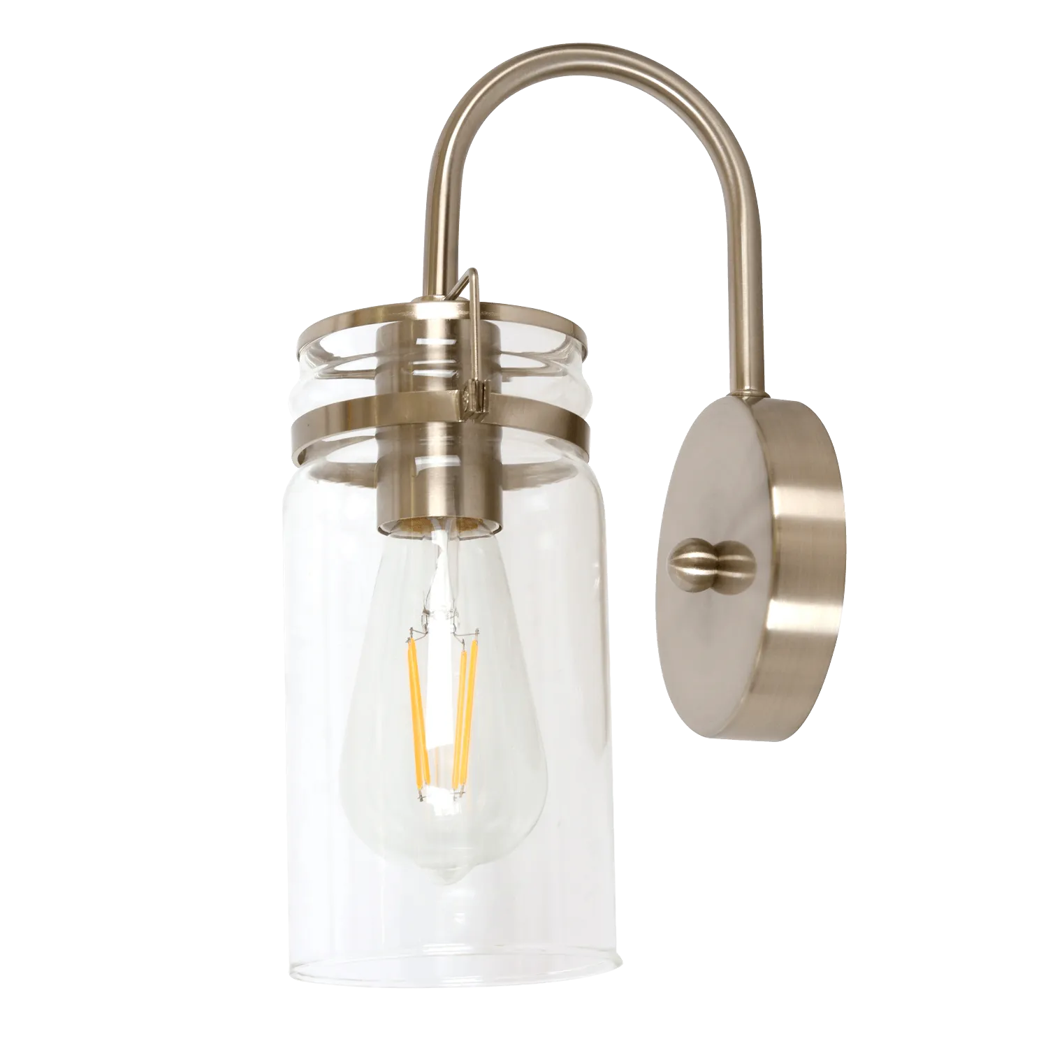 Linden 1 Light Satin Nickel Wall Light with Clear Glass