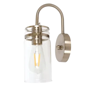 Linden 1 Light Satin Nickel Wall Light with Clear Glass