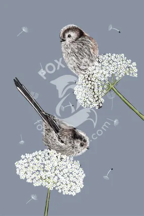 Long Tailed Tits Tea Towel