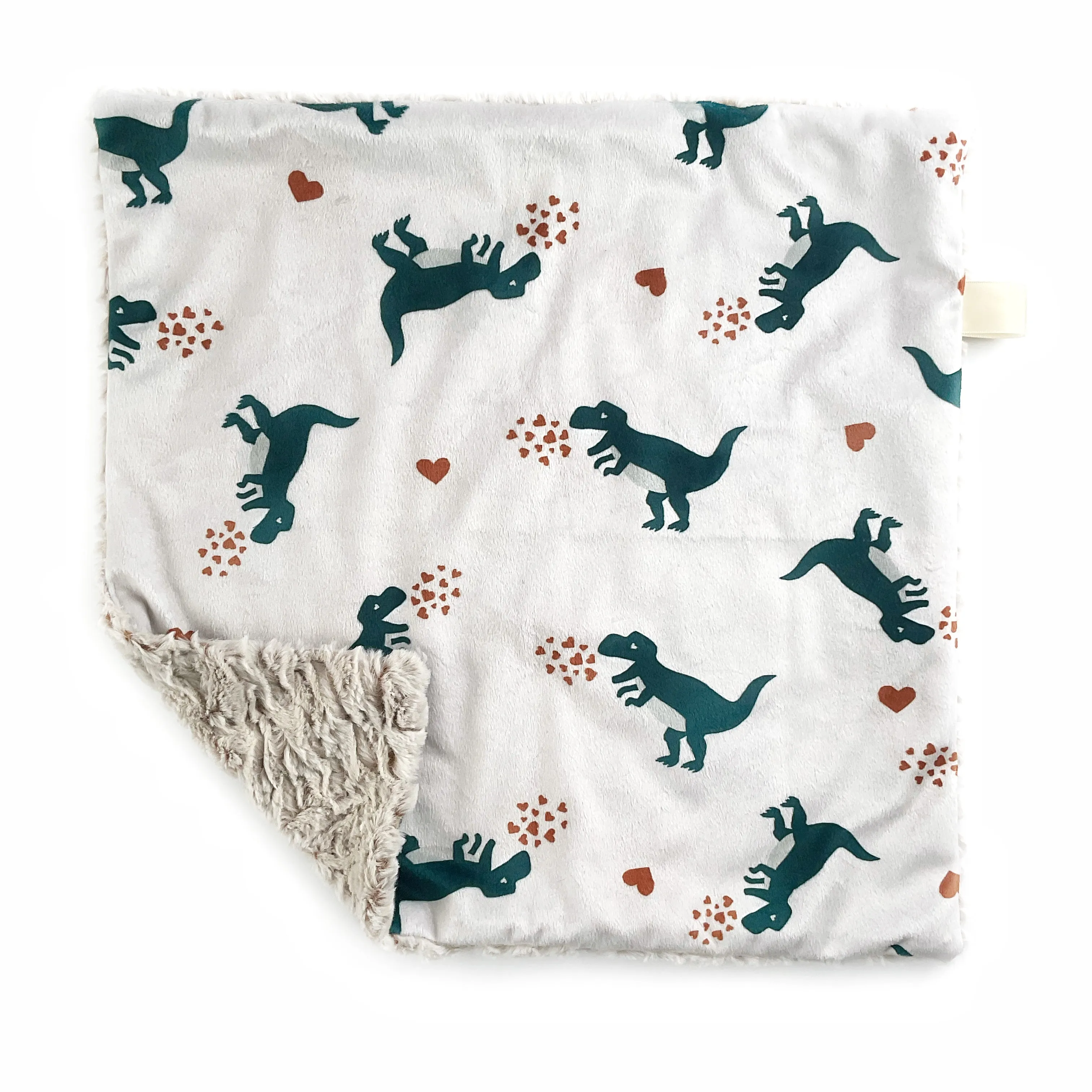 Lovey Blanket - Heart Dinos on Cream