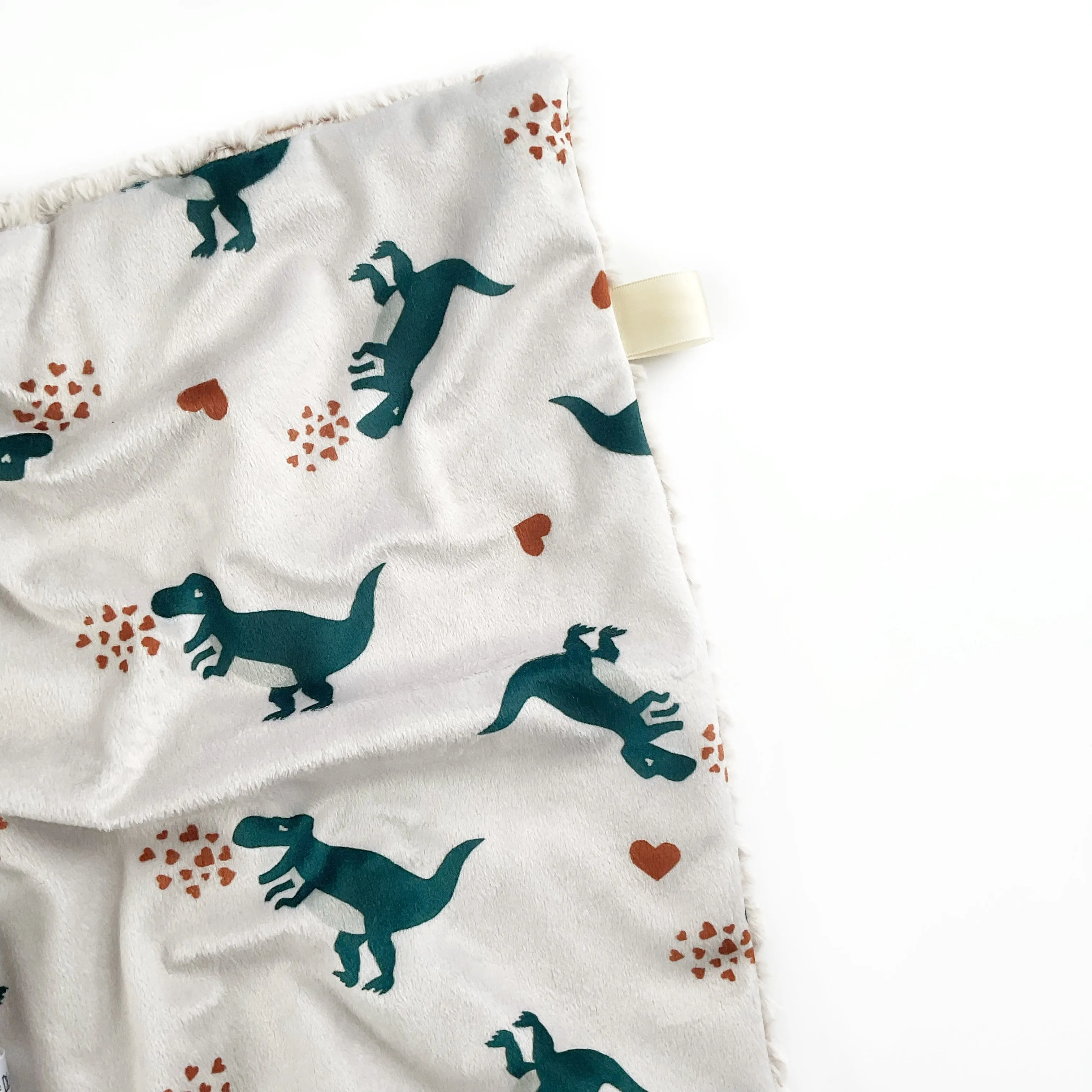 Lovey Blanket - Heart Dinos on Cream