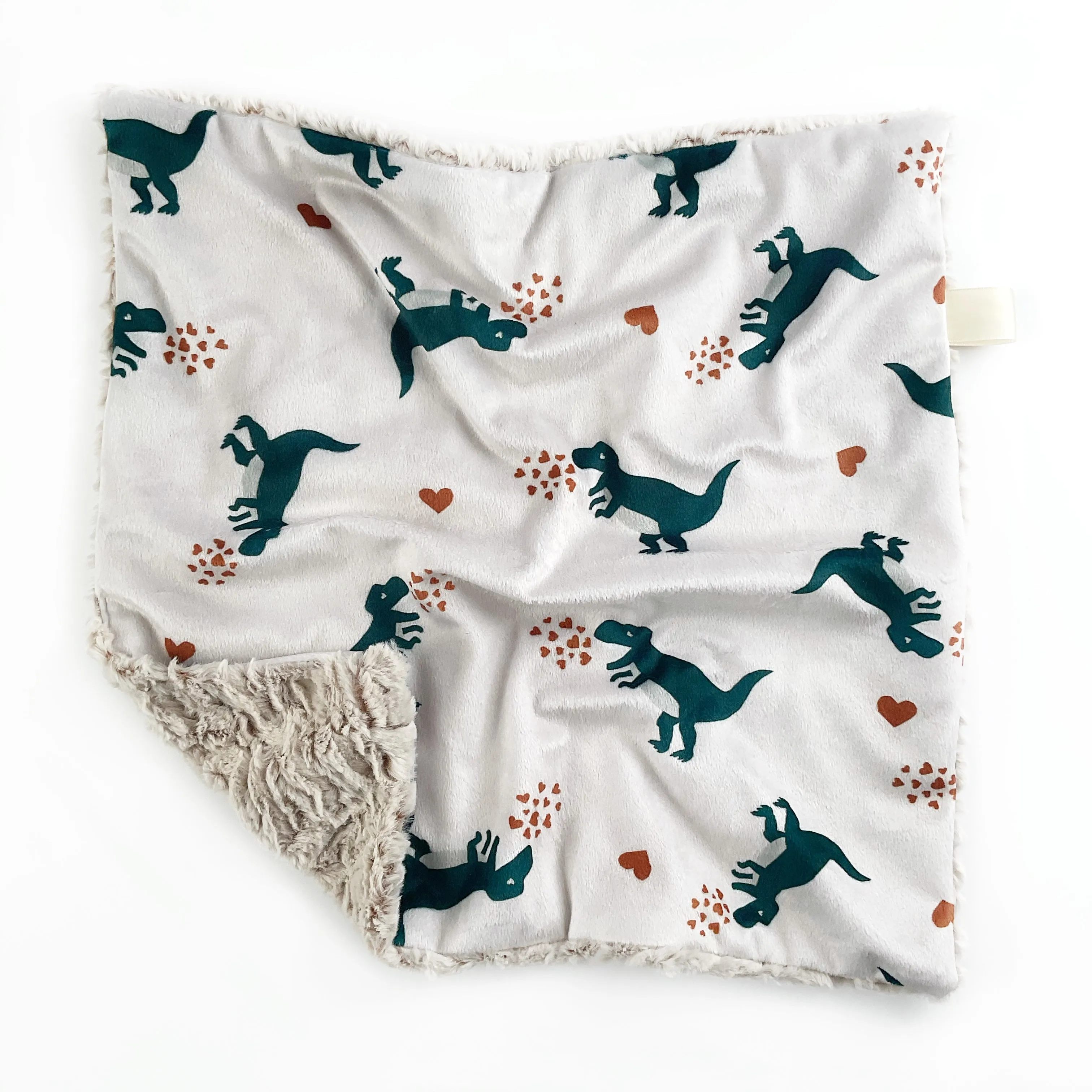 Lovey Blanket - Heart Dinos on Cream