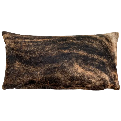 Lumbar Pillow - Black and Brown Brindle Cowhide - 24" x 12" (LPIL089)