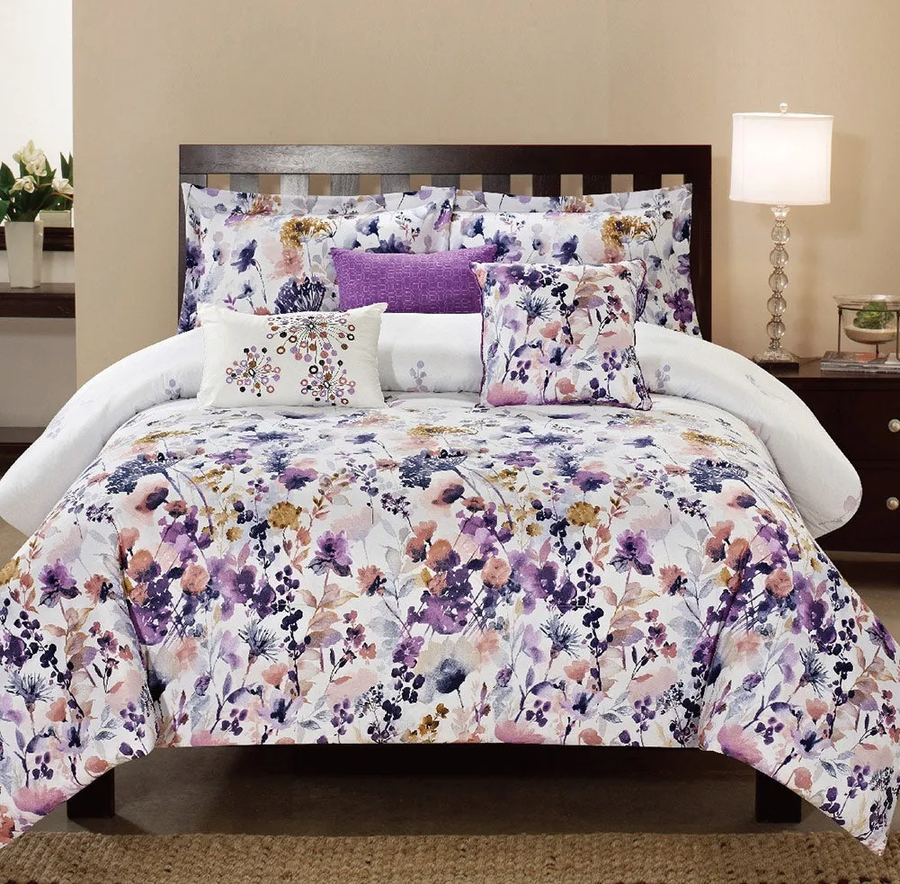 Magic Garden 6-Piece Floral Abstract Comforter Set, White