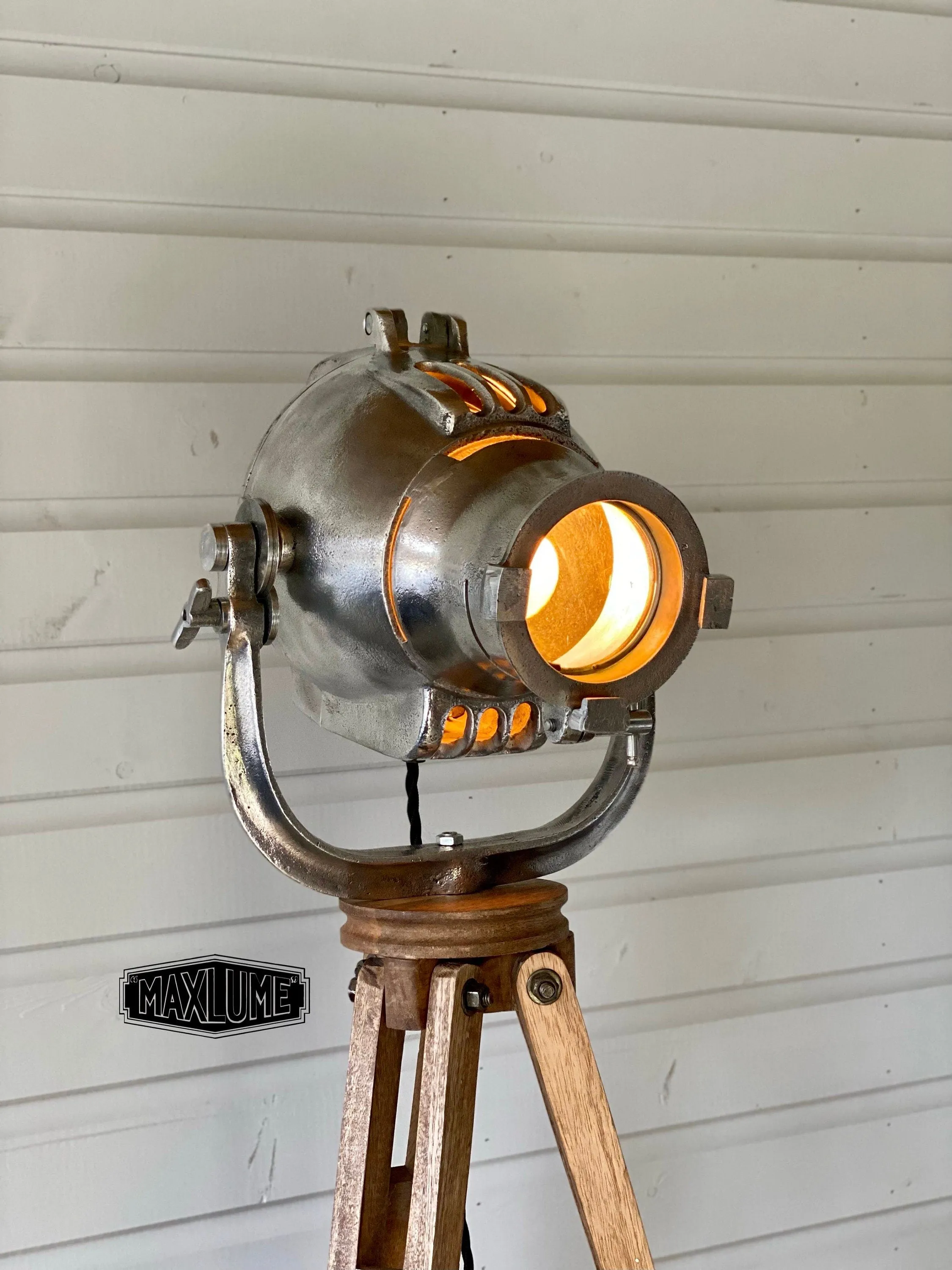 Maxlume ~ Searchlight Designer Tripod Light Luxury Theatre Spot Light Living Room Vintage