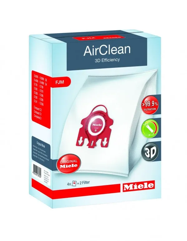 Miele AirClean 3D Efficiency Dustbags Type FJM - 2 Pack