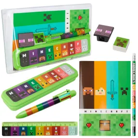 Minecraft Filled Pencil Case and Stationery Set for Kids-Green/Multi