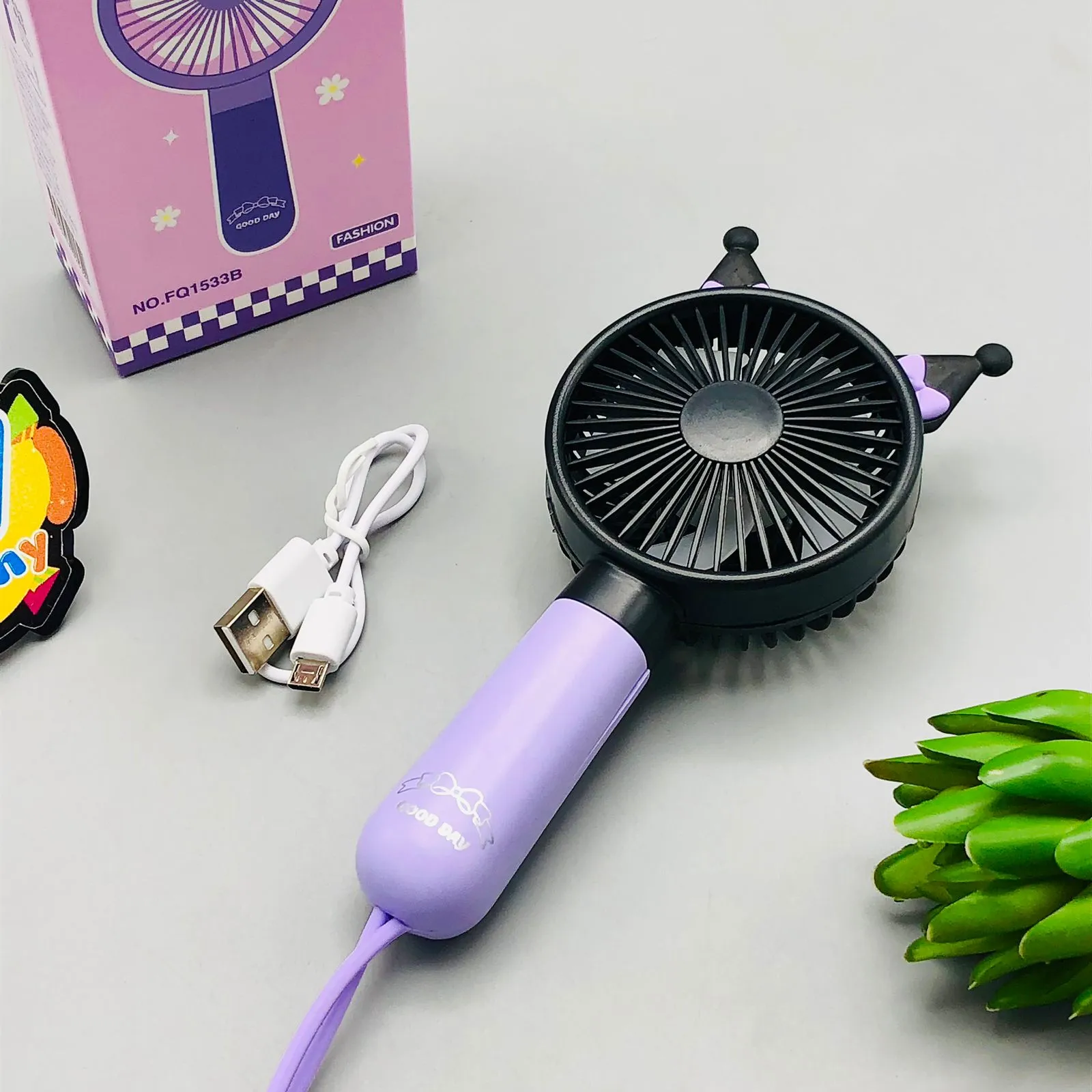 Mini Cartoon Handheld Rechargeable Cooling Fan