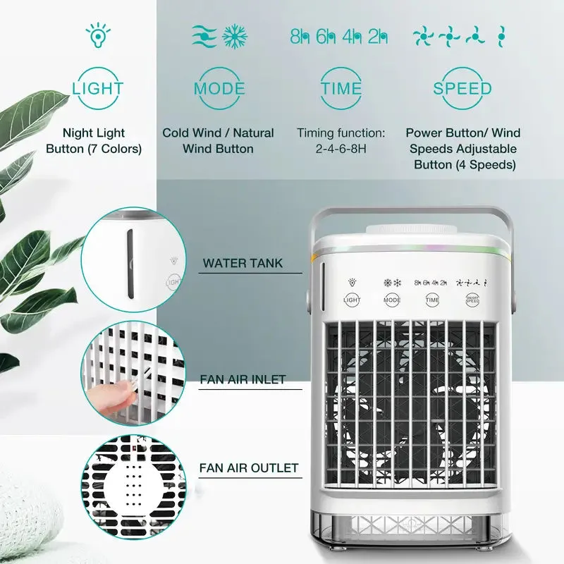 Mini Portable Air Conditioner 4Speed Cooling Fan Office Bedroom Humidifier Home Air Coolier 10 Timers