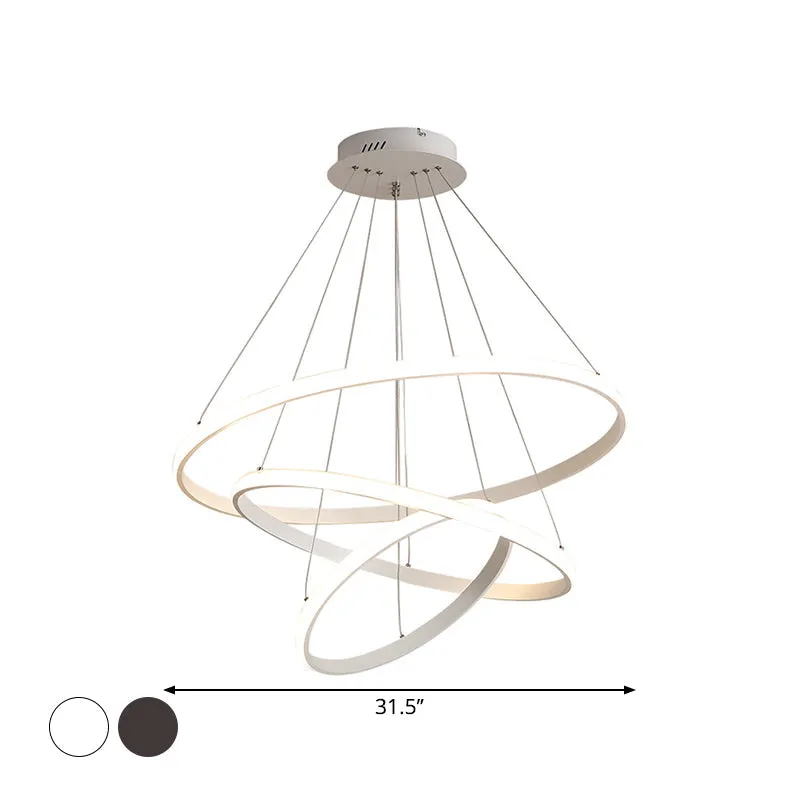 Minimalist Acrylic LED Chandelier - Circle Design, White/Coffee - Available in Small and Large - Ceiling Suspension Lamp