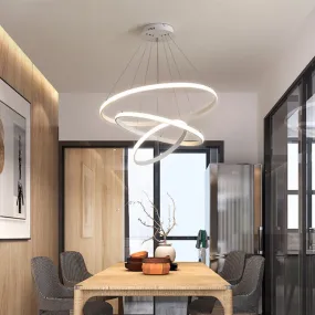 Minimalist Acrylic LED Chandelier - Circle Design, White/Coffee - Available in Small and Large - Ceiling Suspension Lamp