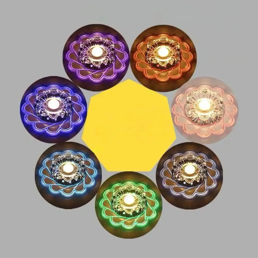 Minimalist Clear LED Flower Crystal Flush Mount Fixture